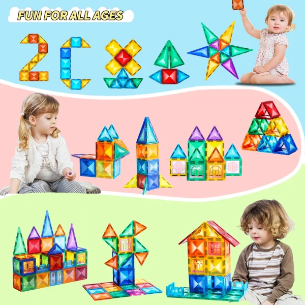 Magnetic Building Blocks Children DIY Construction Sets Star Diamond Magnetic Tiles Montessori Educational Toys for Kids Gift